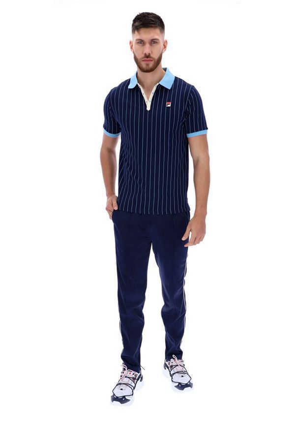 Camisas Polo Fila Homem Azul Marinho/Azuis - Fila Bb1 Borg Striped Portugal Lojas,ZOUQ-57619